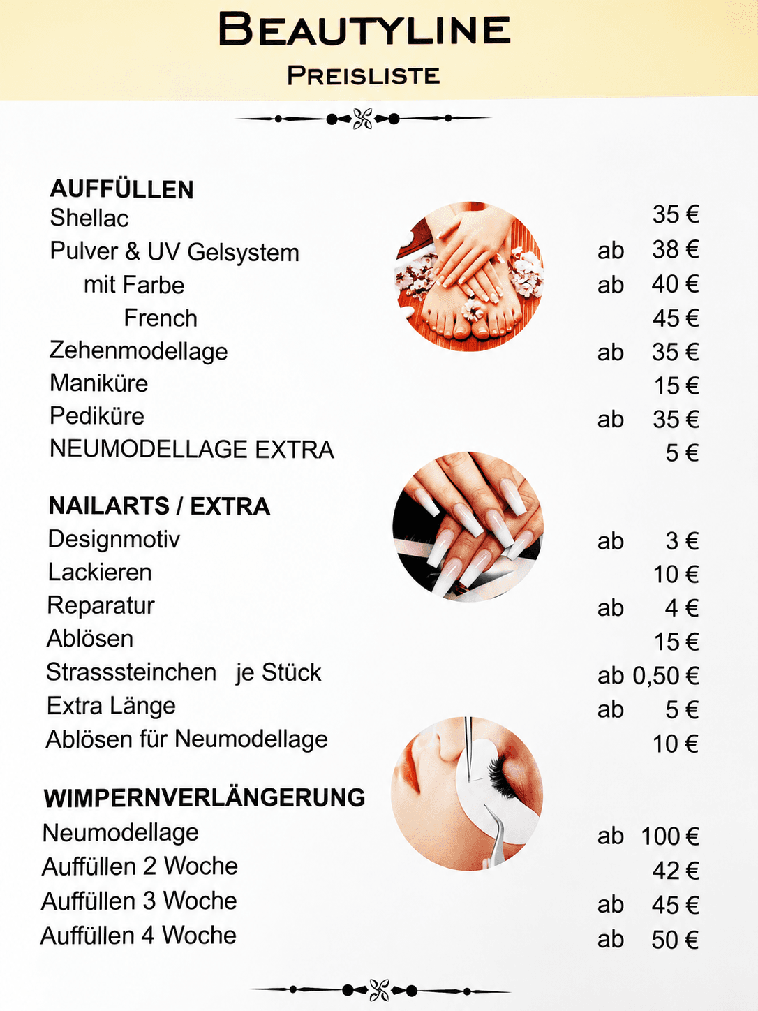 Service Preisliste von Beautyline21 in Echterdingen