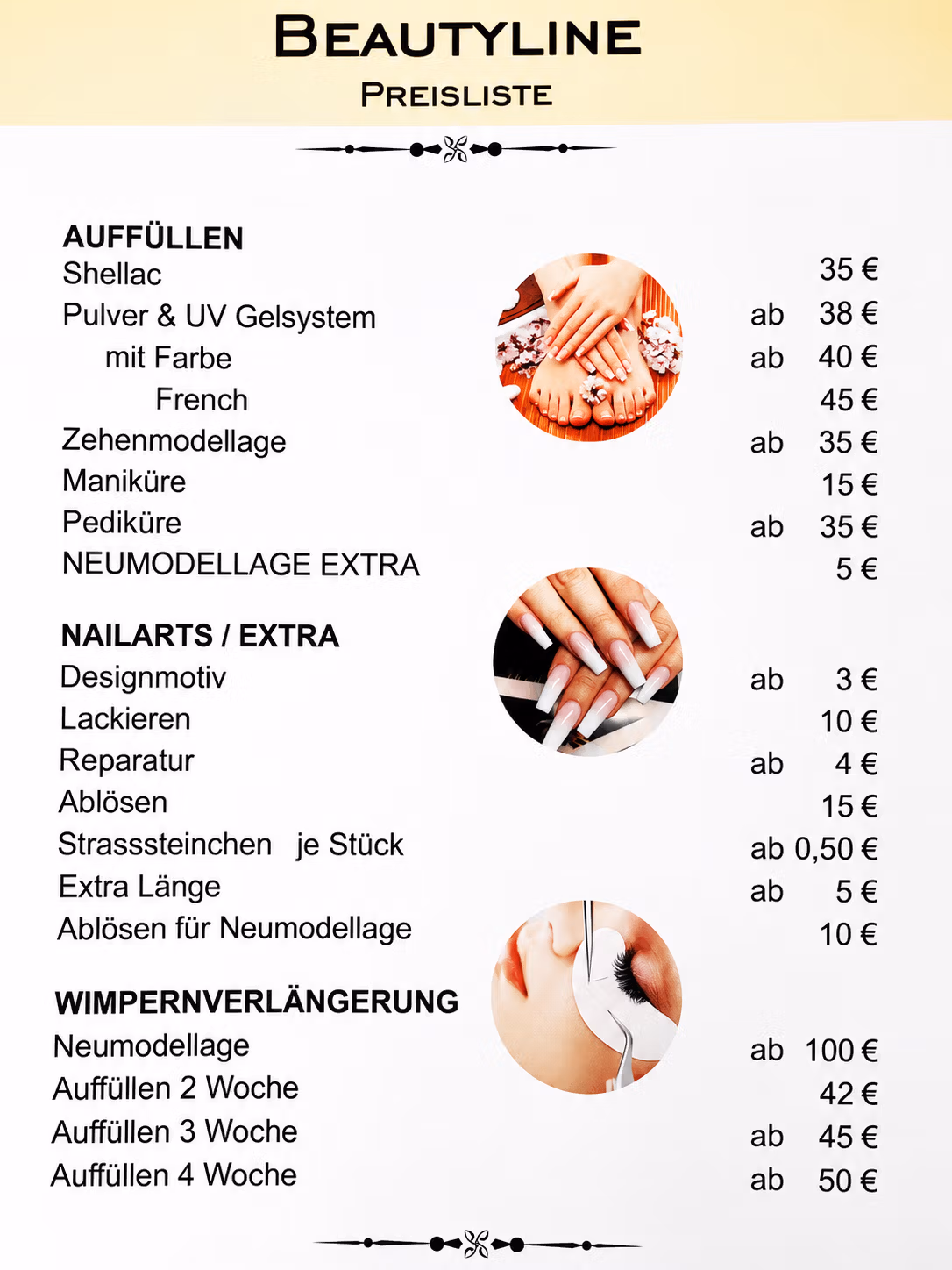 Service Preisliste von Beautyline21 in Echterdingen