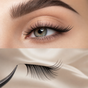 KI-Illustration – Wimpernstyling: Angel Wing Lashes